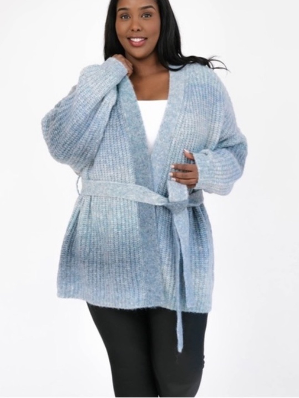 Smash + Tess Serena Wrap Cardigan Grey Blue Ombré Cozy Knit Size M/L - NWT